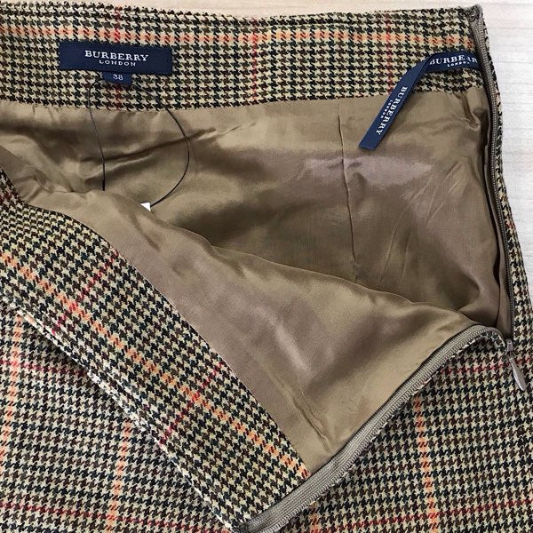『USED』 
BURBERRY LONDON バーバリーロンドン 
 千鳥格子プリーツスカート スカート 
カシミヤ/ナイロン  ブラウン系
