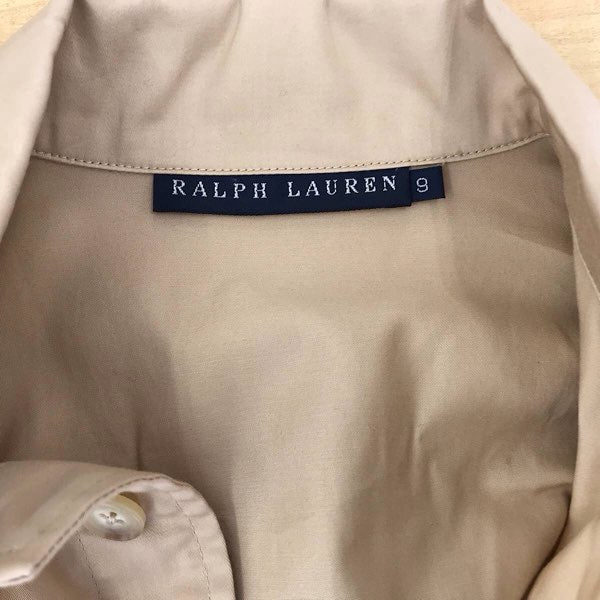 『USED』 
RALPH LAUREN ラルフローレン 
 スプリングコート ステンカラーコート 
コットン/牛革  ベージュ系