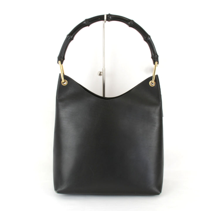 『USED』 
GUCCI グッチ 
 バンブー ポーチ付 001.2058 ショルダーバッグ 
レザー ブラック