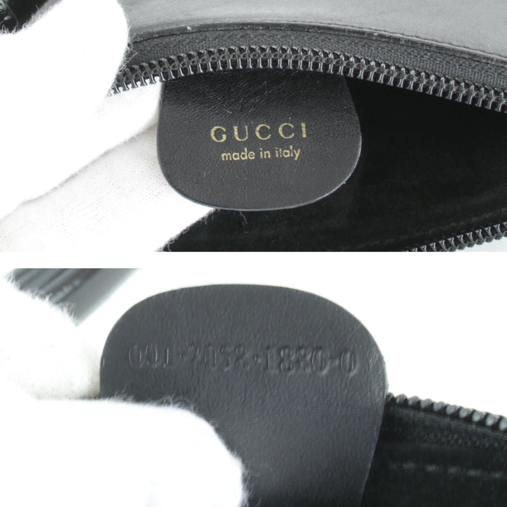 『USED』 
GUCCI グッチ 
 バンブー ポーチ付 001.2058 ショルダーバッグ 
レザー ブラック