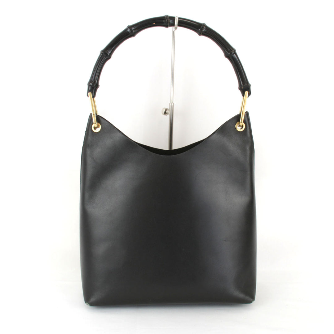 『USED』 
GUCCI グッチ 
 バンブー ポーチ付 001.2058 ショルダーバッグ 
レザー ブラック