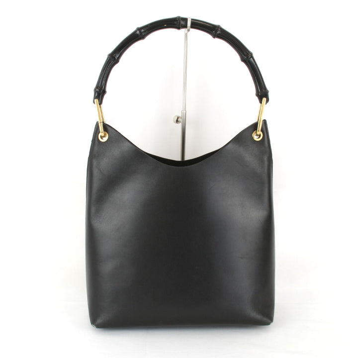 『USED』 
GUCCI グッチ 
 バンブー ポーチ付 001.2058 ショルダーバッグ 
レザー ブラック