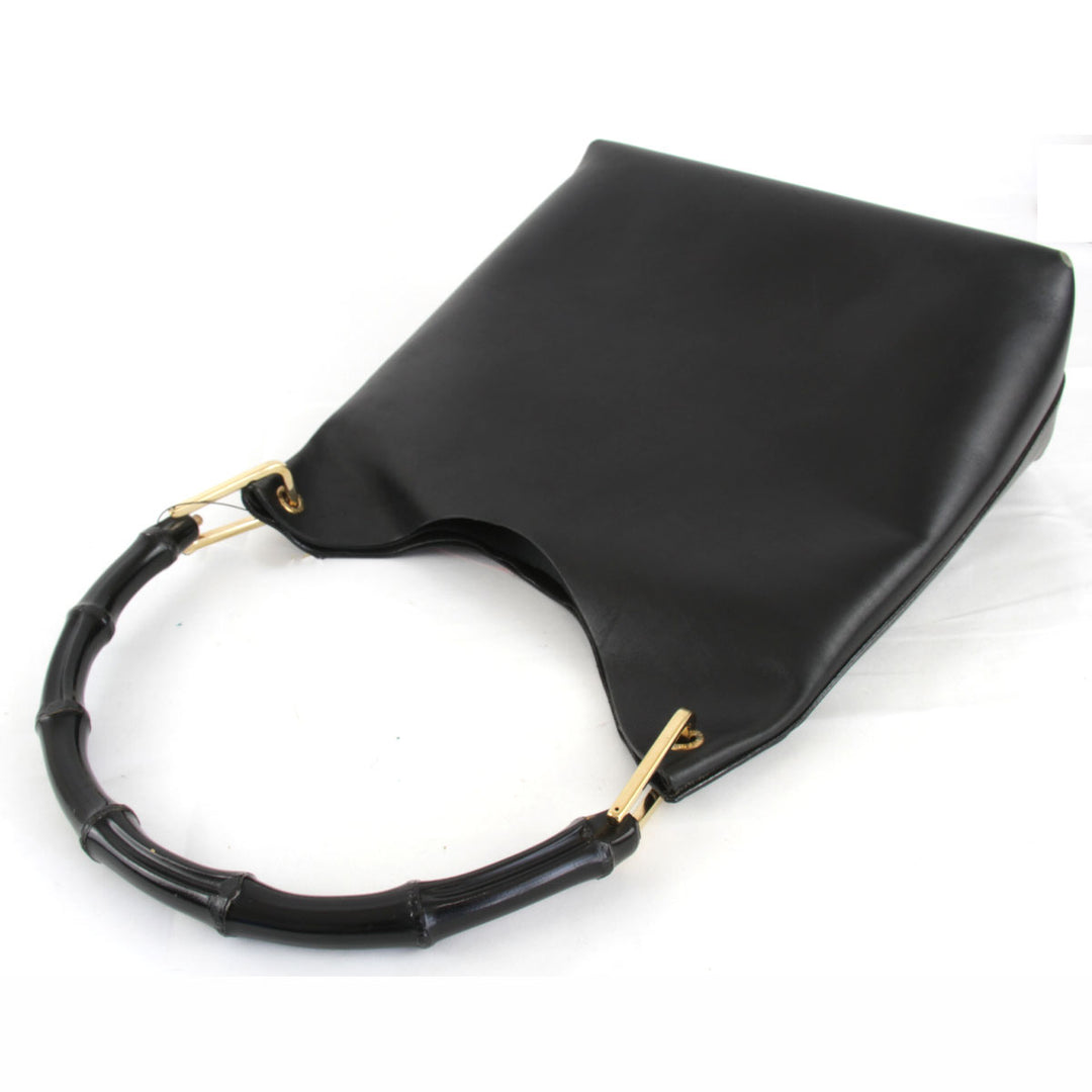 『USED』 
GUCCI グッチ 
 バンブー ポーチ付 001.2058 ショルダーバッグ 
レザー ブラック