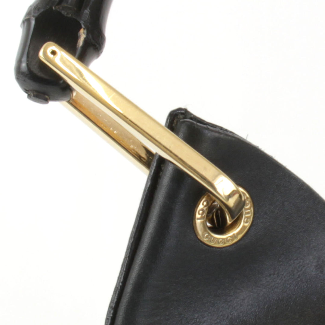 『USED』 
GUCCI グッチ 
 バンブー ポーチ付 001.2058 ショルダーバッグ 
レザー ブラック