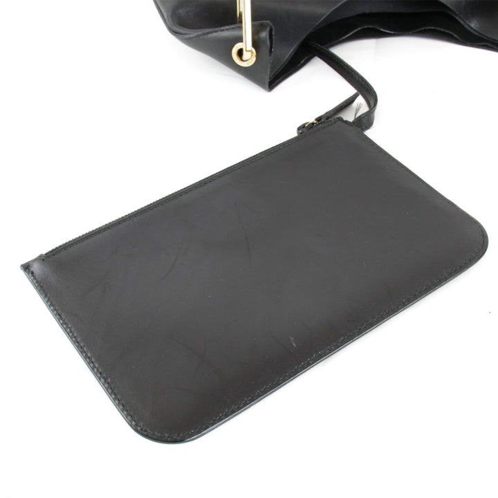 『USED』 
GUCCI グッチ 
 バンブー ポーチ付 001.2058 ショルダーバッグ 
レザー ブラック