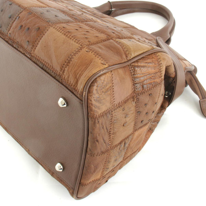 美品『USED』 
 
 JRA パッチワーク ミニボストンバッグ 
オーストリッチ ブラウン