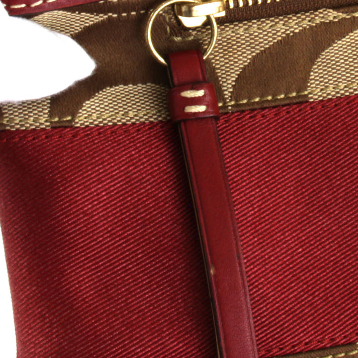 美品『USED』 
COACH コーチ 
 シグネチャー 10120 ハンドバッグ 
キャンバス レッド×ベージュ