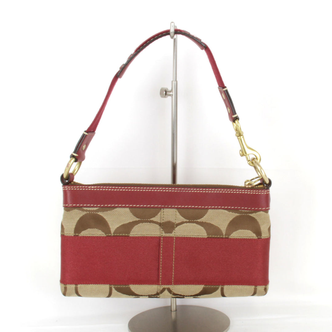 美品『USED』 
COACH コーチ 
 シグネチャー 10120 ハンドバッグ 
キャンバス レッド×ベージュ