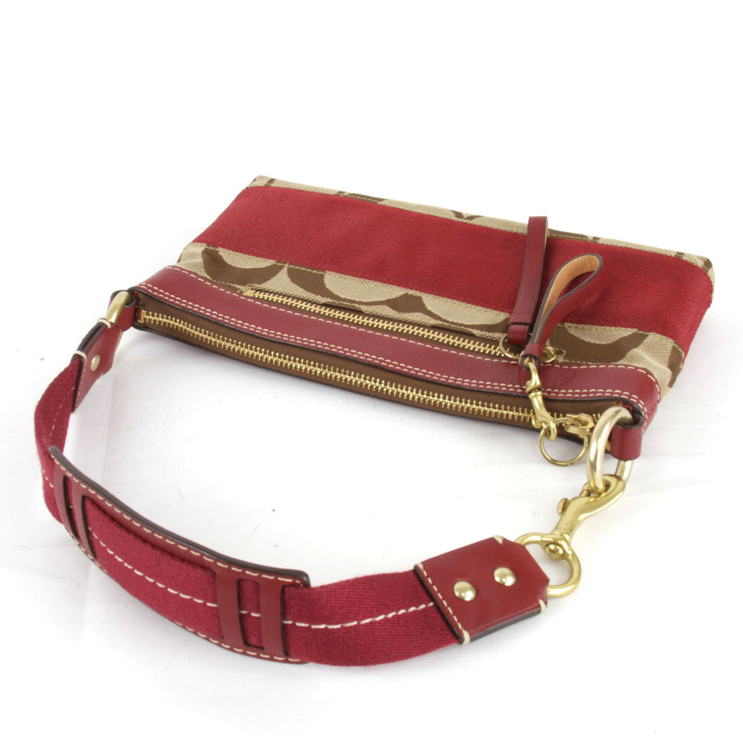 美品『USED』 
COACH コーチ 
 シグネチャー 10120 ハンドバッグ 
キャンバス レッド×ベージュ