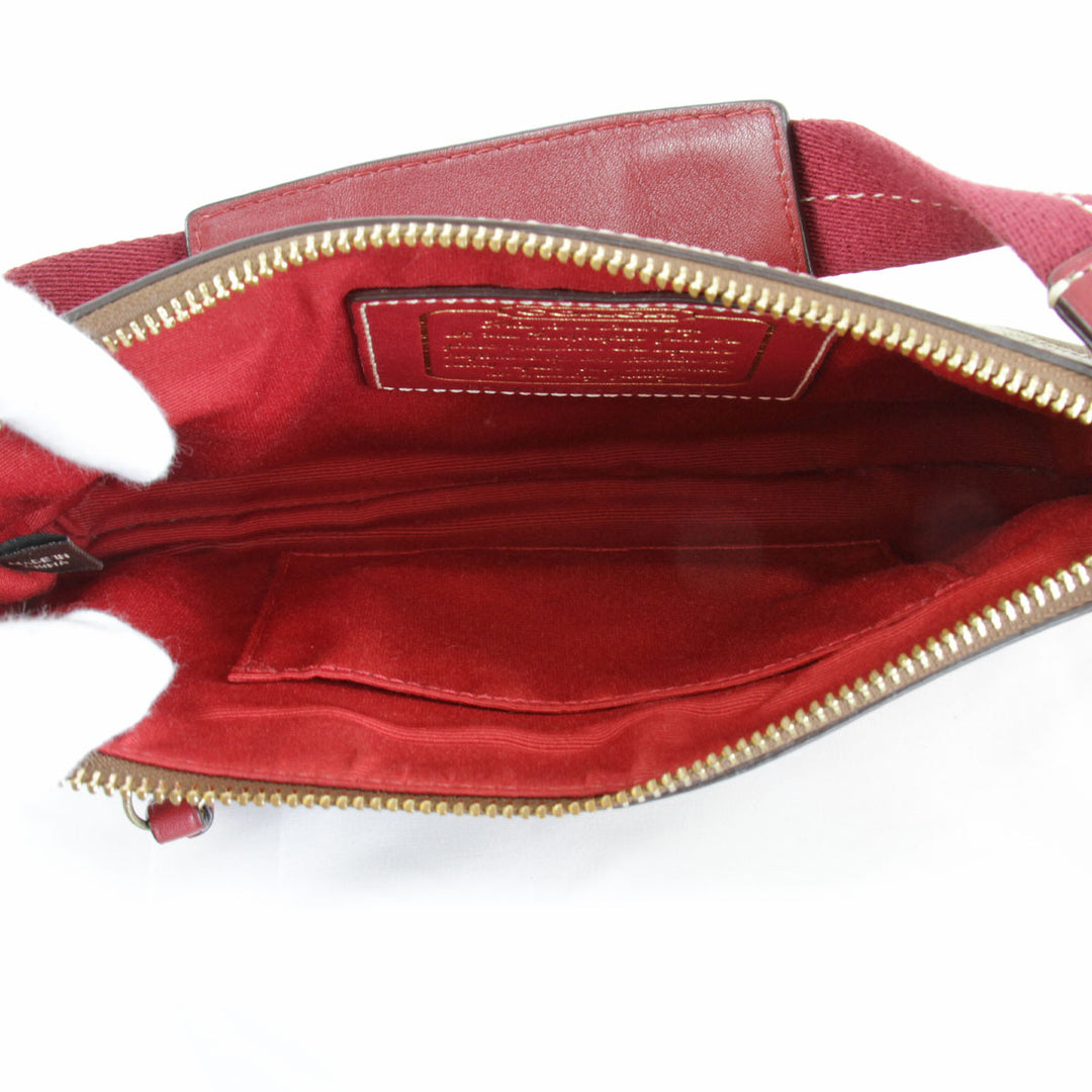 美品『USED』 
COACH コーチ 
 シグネチャー 10120 ハンドバッグ 
キャンバス レッド×ベージュ