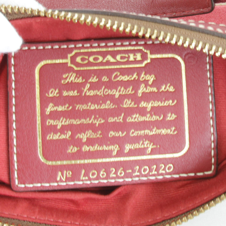 美品『USED』 
COACH コーチ 
 シグネチャー 10120 ハンドバッグ 
キャンバス レッド×ベージュ