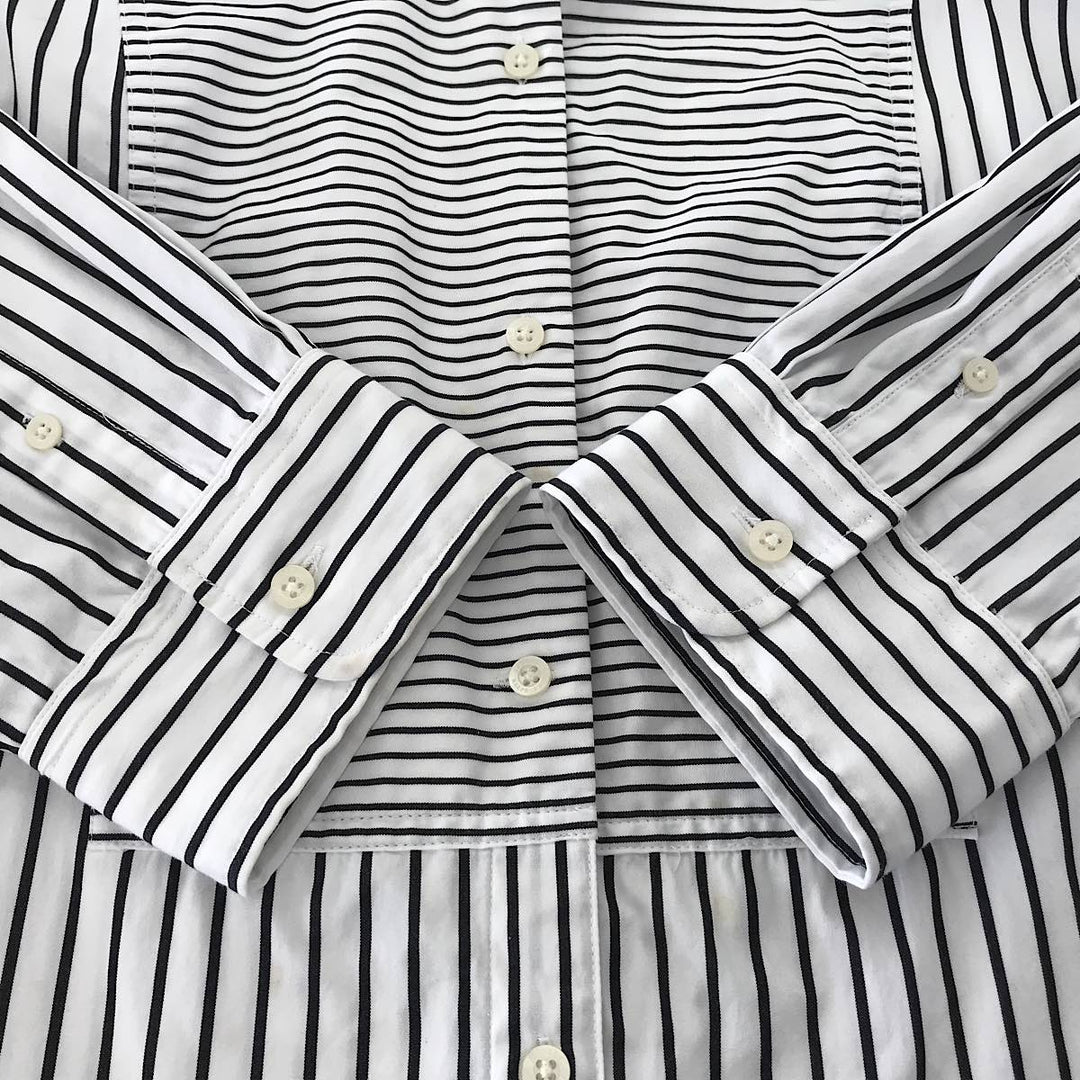 『USED』 
RALPH LAUREN ラルフローレン 
 サイズ2X ストライプシャツ RN41381/CA56658 長袖シャツ 
コットン ホワイト/ブラック系