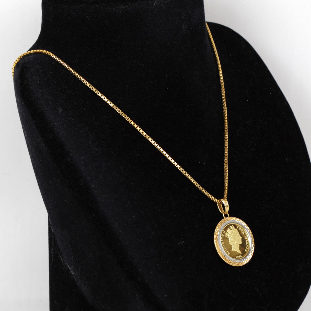 美品『USED』 K18/K24  /pt900 
 クック諸島 1994年 10ドル コインネックレス ネックレス
 20.5g