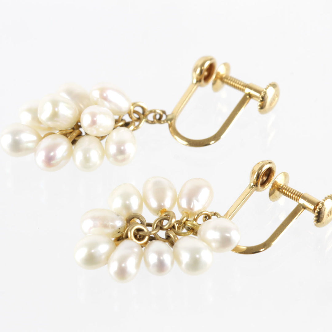美品『USED』 K18 
 パール　ぶどう イヤリング
 3.9g