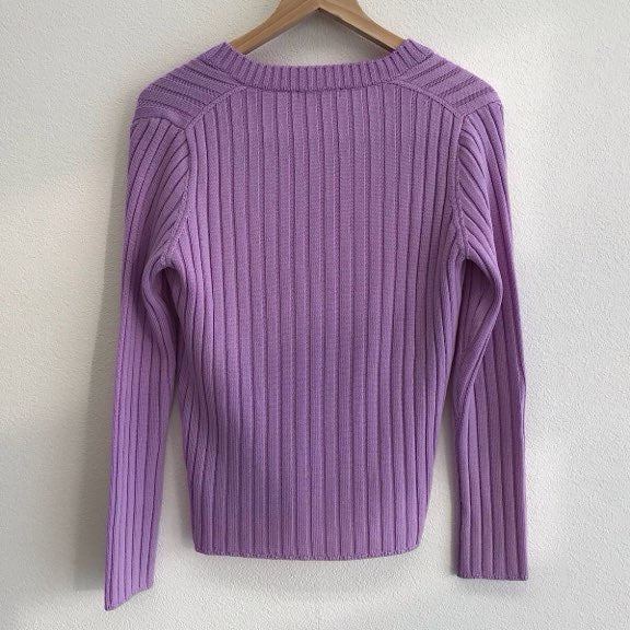 『USED』 
BURBERRY LONDON バーバリーロンドン 
 ウールVネックセーター FB022-656-362 セーター 
ウール パープル系