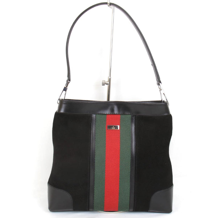 美品『USED』 
GUCCI グッチ 
 33990 ショルダーバッグ 
スウェード/レザー  ブラック