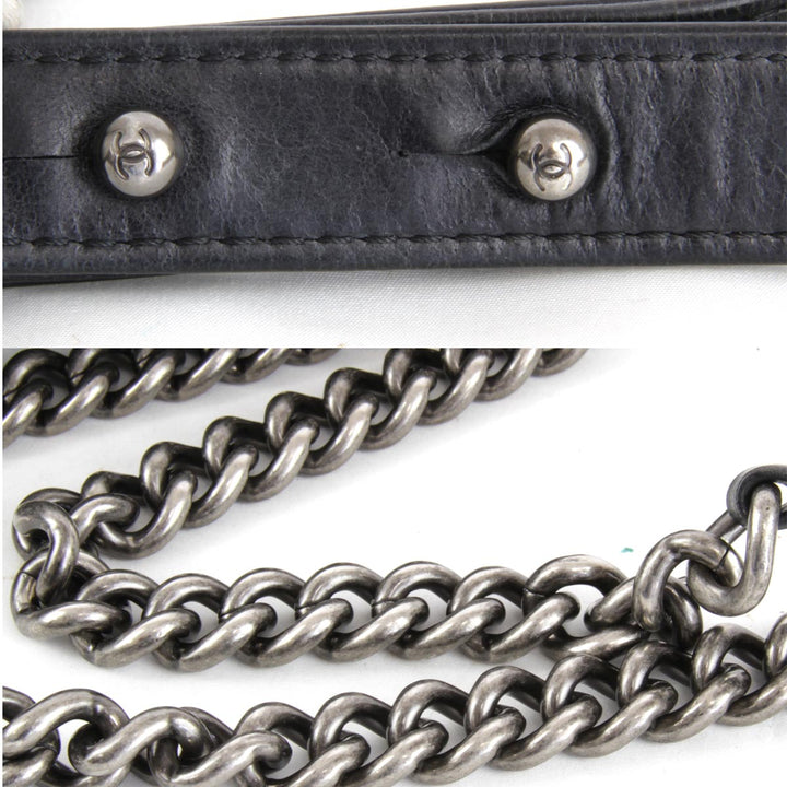 『USED』 
CHANEL シャネル 
 ボーイシャネル チェーン ショルダーバッグ 
レザー ブラック