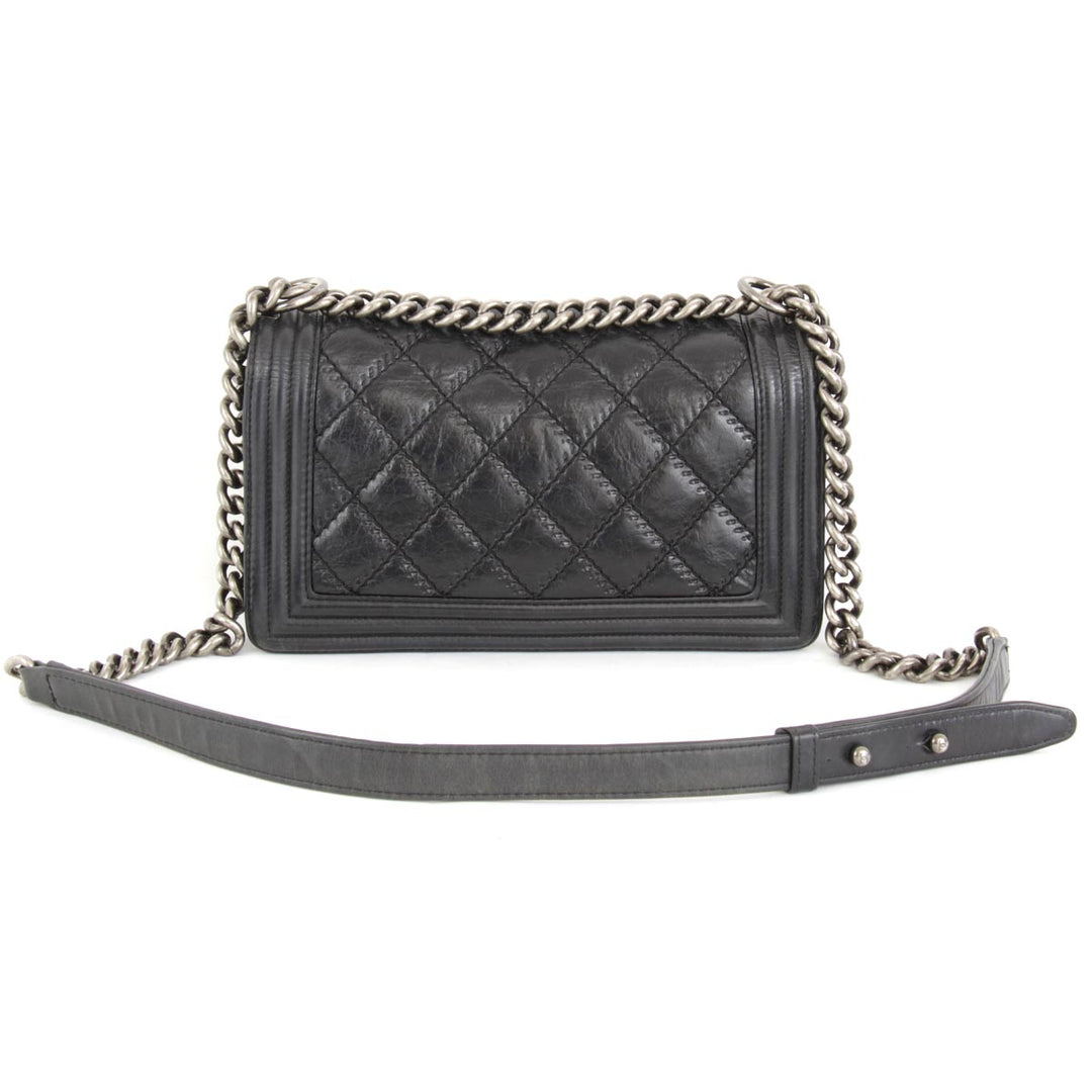 『USED』 
CHANEL シャネル 
 ボーイシャネル チェーン ショルダーバッグ 
レザー ブラック
