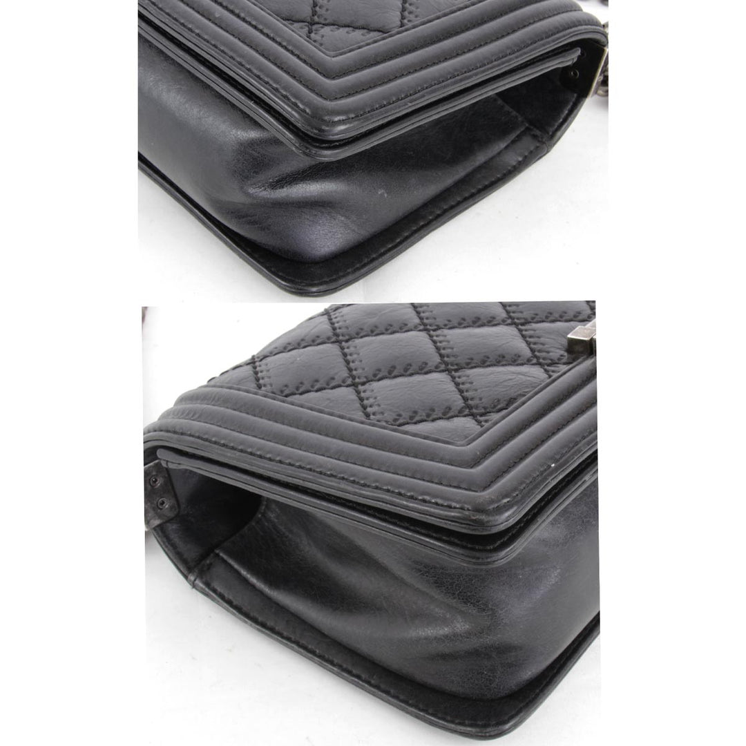 『USED』 
CHANEL シャネル 
 ボーイシャネル チェーン ショルダーバッグ 
レザー ブラック