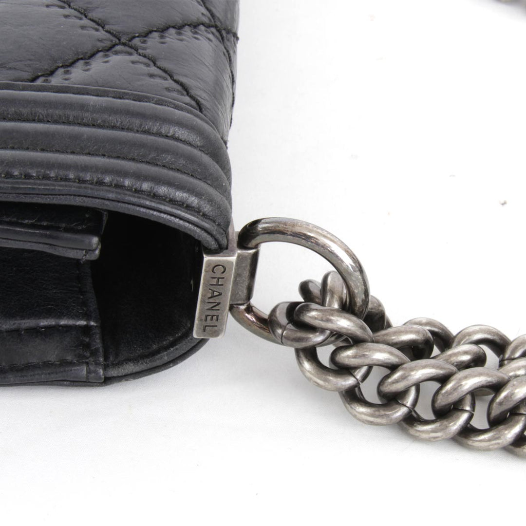 『USED』 
CHANEL シャネル 
 ボーイシャネル チェーン ショルダーバッグ 
レザー ブラック