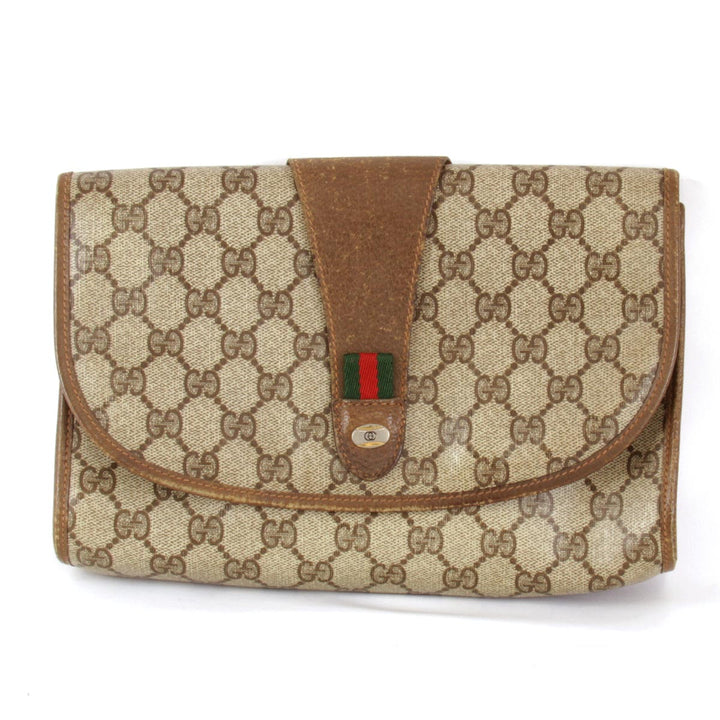 『USED』 
GUCCI グッチ 
 89・01・030 クラッチバッグ 
GGプラス ブラウン