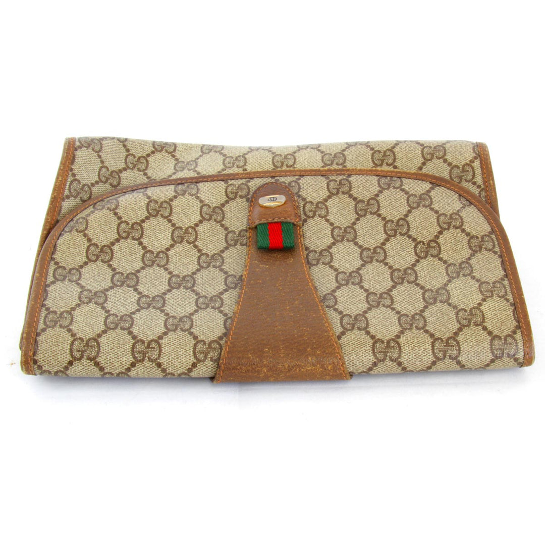 『USED』 
GUCCI グッチ 
 89・01・030 クラッチバッグ 
GGプラス ブラウン