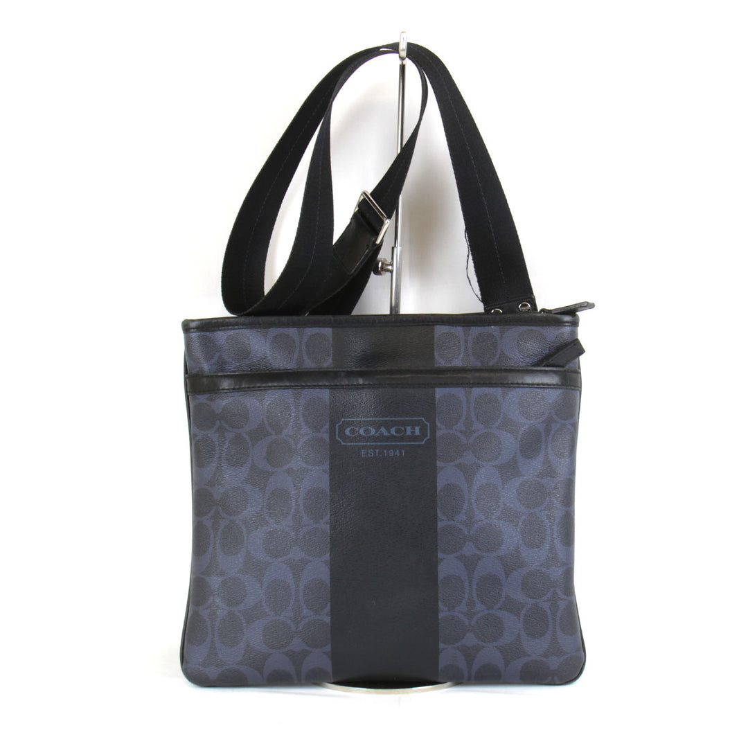 『USED』 
COACH コーチ 
 シグネチャー ナナメ掛け F70591 ショルダーバッグ 
キャンバス ネイビー