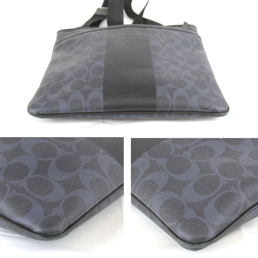 『USED』 
COACH コーチ 
 シグネチャー ナナメ掛け F70591 ショルダーバッグ 
キャンバス ネイビー