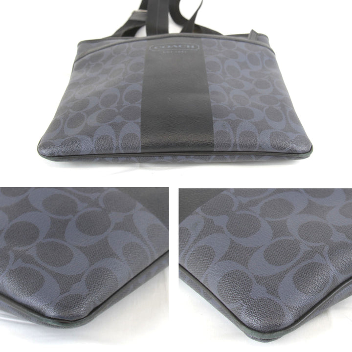 『USED』 
COACH コーチ 
 シグネチャー ナナメ掛け F70591 ショルダーバッグ 
キャンバス ネイビー