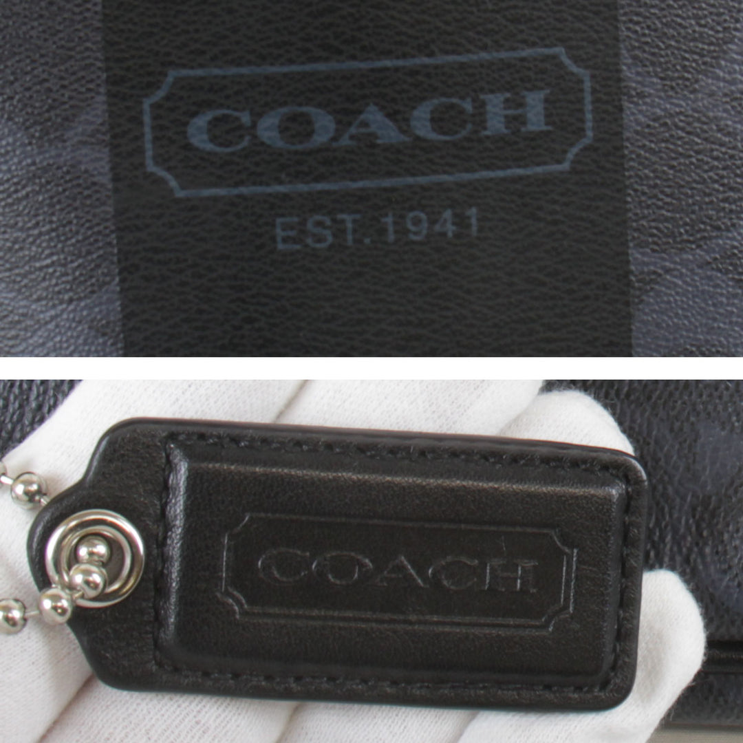 『USED』 
COACH コーチ 
 シグネチャー ナナメ掛け F70591 ショルダーバッグ 
キャンバス ネイビー
