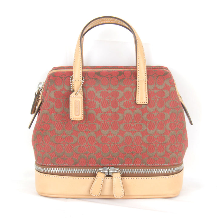 美品『USED』 
COACH コーチ 
 ミニ ハンドバッグ 
キャンバス/レザー  レッド