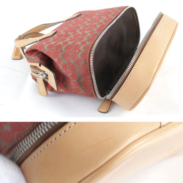 美品『USED』 
COACH コーチ 
 ミニ ハンドバッグ 
キャンバス/レザー  レッド