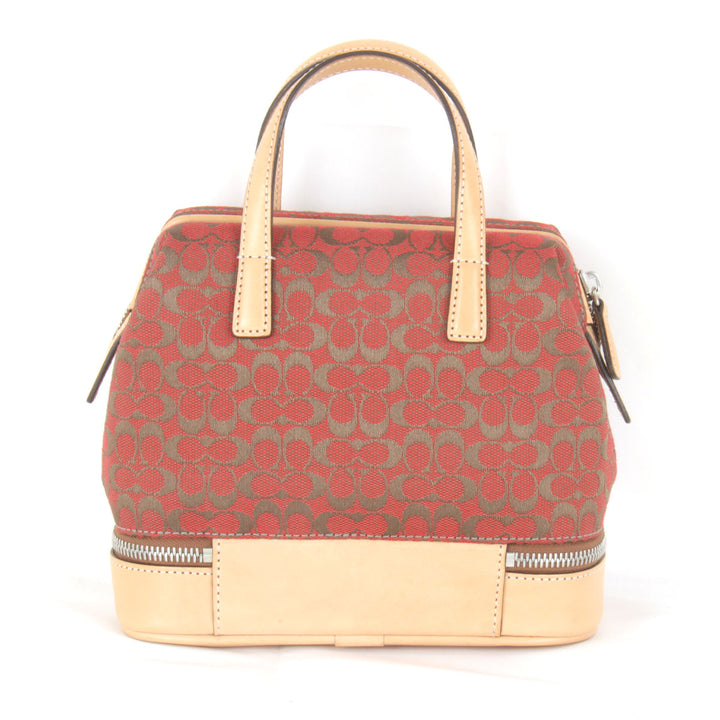 美品『USED』 
COACH コーチ 
 ミニ ハンドバッグ 
キャンバス/レザー  レッド