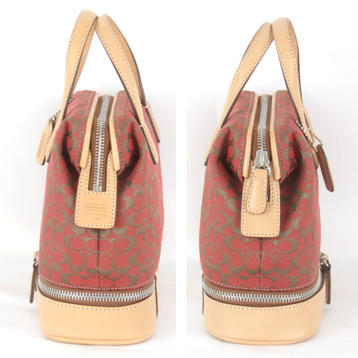 美品『USED』 
COACH コーチ 
 ミニ ハンドバッグ 
キャンバス/レザー  レッド