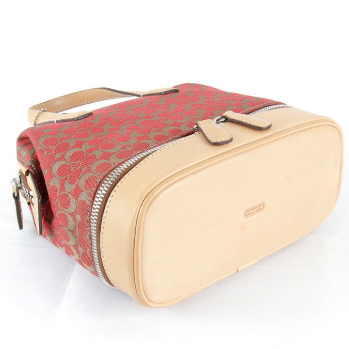 美品『USED』 
COACH コーチ 
 ミニ ハンドバッグ 
キャンバス/レザー  レッド