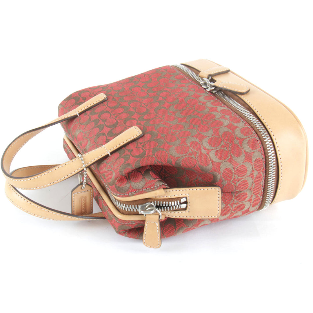 美品『USED』 
COACH コーチ 
 ミニ ハンドバッグ 
キャンバス/レザー  レッド