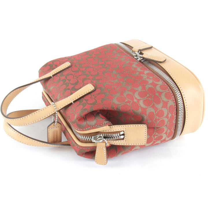 美品『USED』 
COACH コーチ 
 ミニ ハンドバッグ 
キャンバス/レザー  レッド