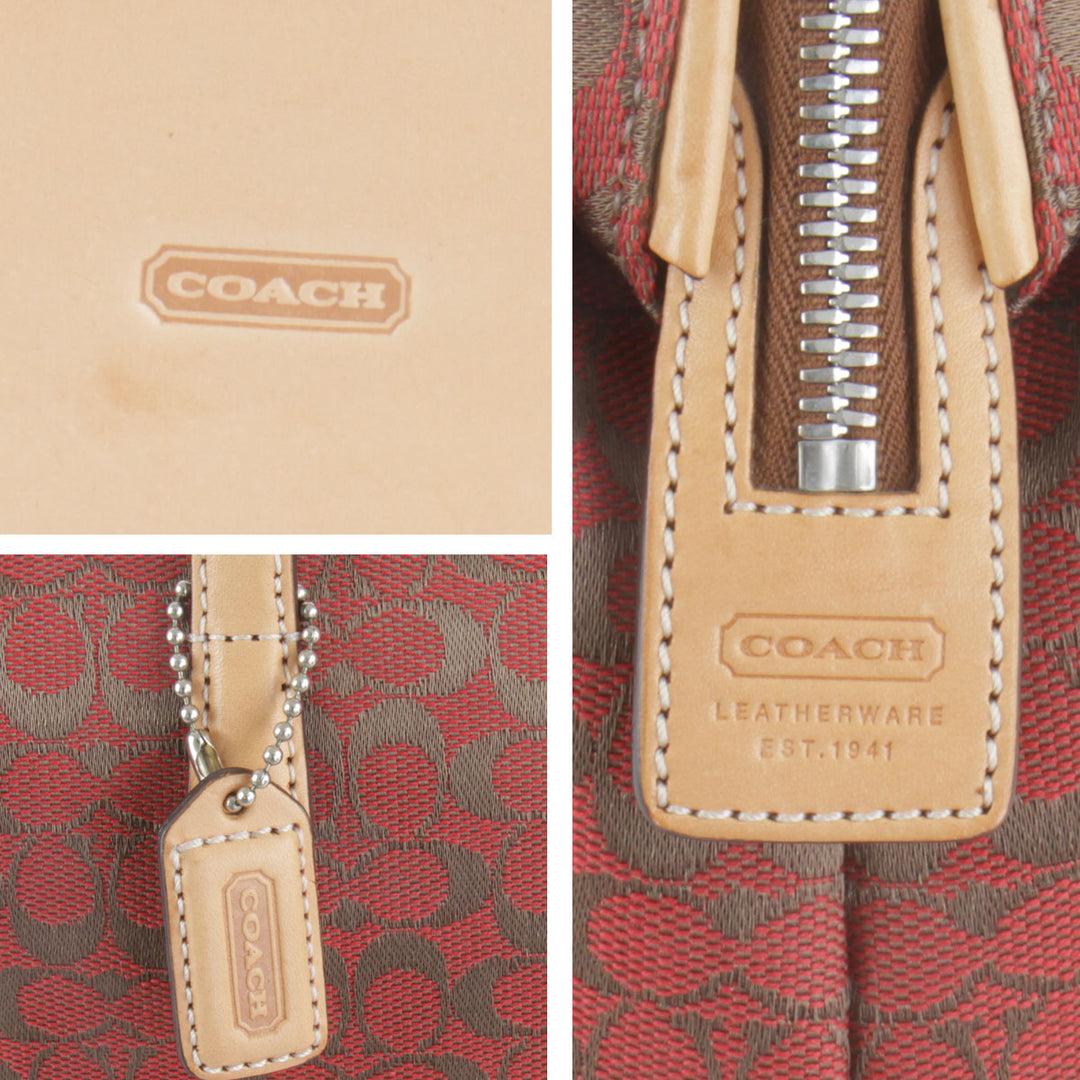 美品『USED』 
COACH コーチ 
 ミニ ハンドバッグ 
キャンバス/レザー  レッド