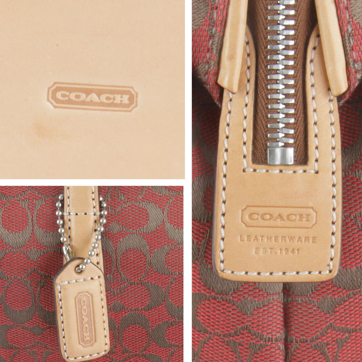 美品『USED』 
COACH コーチ 
 ミニ ハンドバッグ 
キャンバス/レザー  レッド