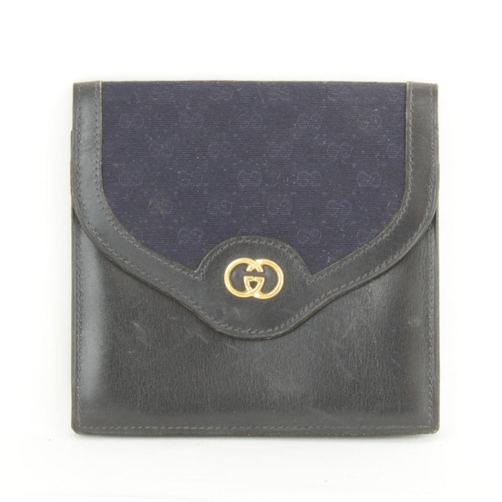 『USED』 
GUCCI グッチ 
 二つ折り財布 
キャンバス/レザー  ブラック×ネイビー