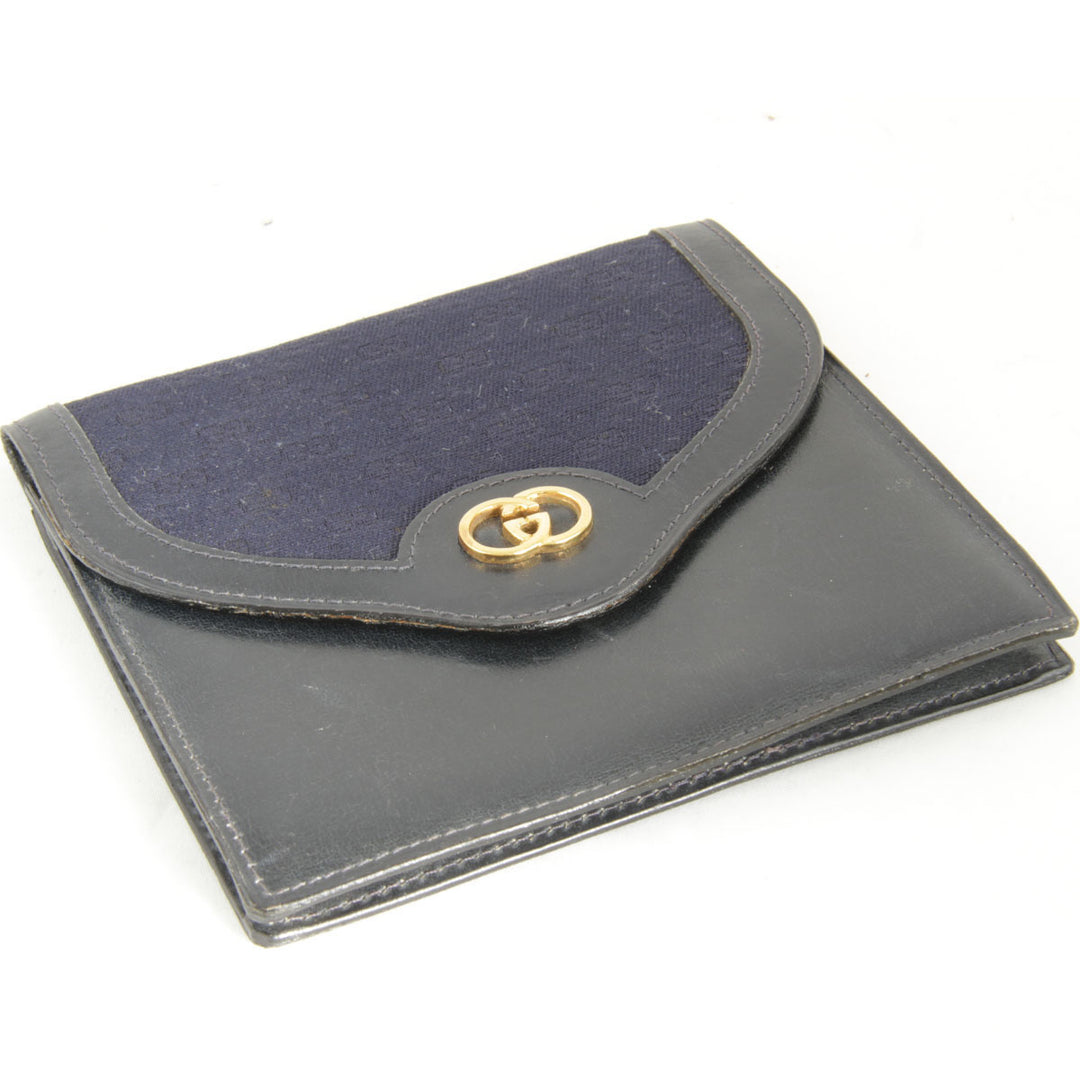 『USED』 
GUCCI グッチ 
 二つ折り財布 
キャンバス/レザー  ブラック×ネイビー