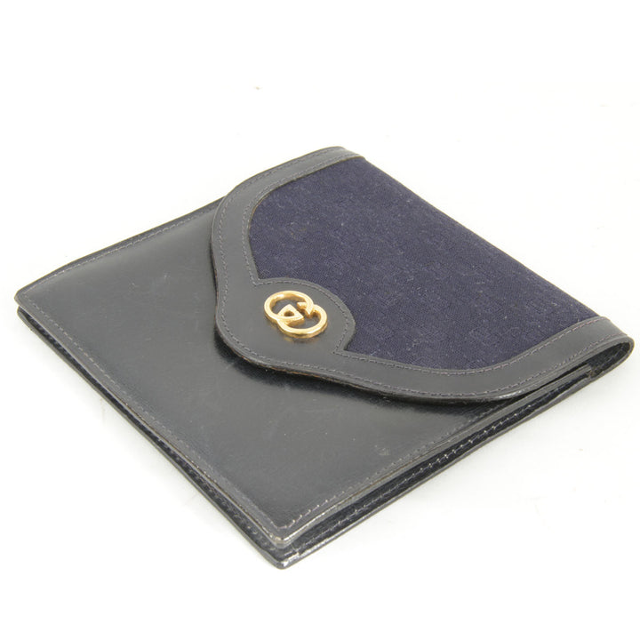 『USED』 
GUCCI グッチ 
 二つ折り財布 
キャンバス/レザー  ブラック×ネイビー