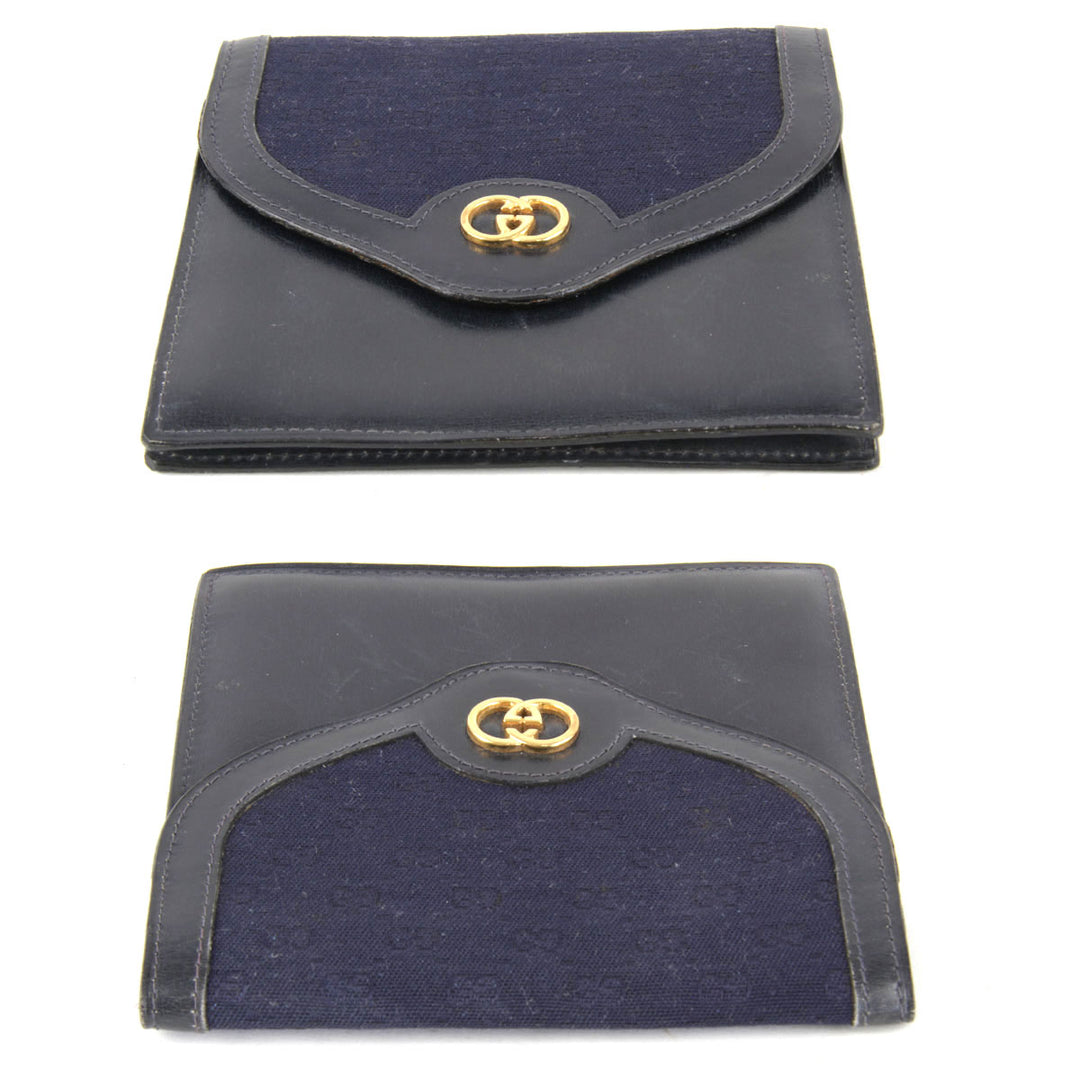 『USED』 
GUCCI グッチ 
 二つ折り財布 
キャンバス/レザー  ブラック×ネイビー