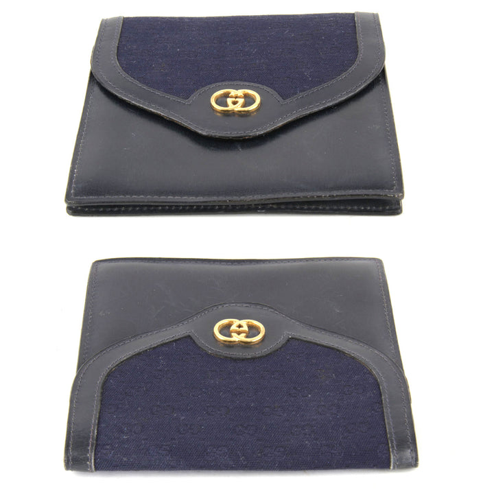 『USED』 
GUCCI グッチ 
 二つ折り財布 
キャンバス/レザー  ブラック×ネイビー