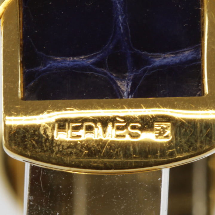 『USED』 
HERMES エルメス 
 クロコバングル バングル 
メタル ネイビー×ゴールド