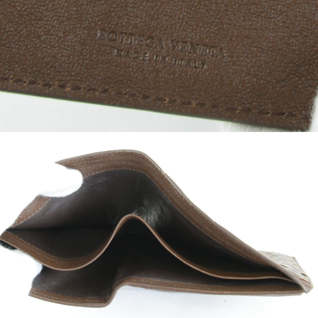 良品『USED』 
BOTTEGAVENETA ボッテガヴェネタ 
 イントレチャート 二つ折り財布 
レザー ブラウン/レッド/ベージュ