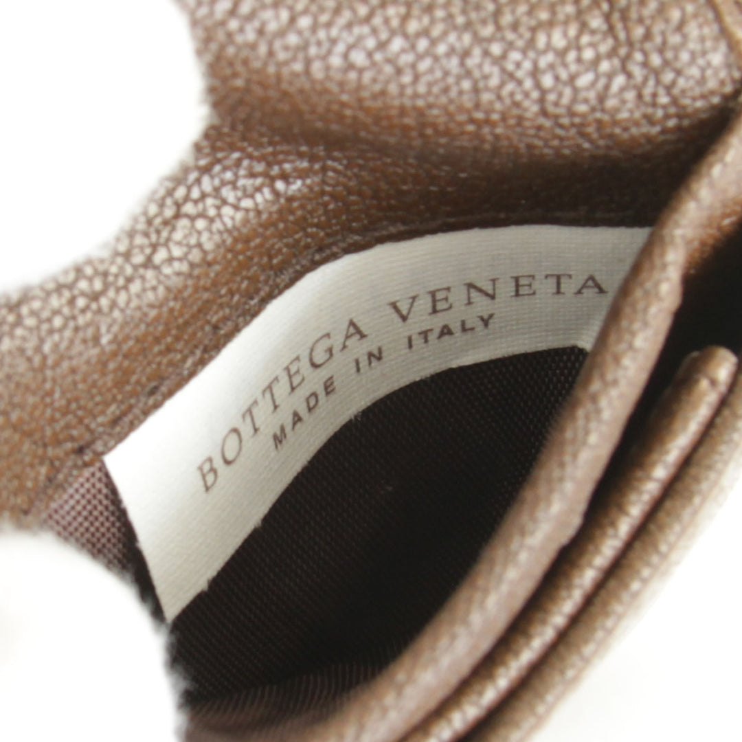 良品『USED』 
BOTTEGAVENETA ボッテガヴェネタ 
 イントレチャート 二つ折り財布 
レザー ブラウン/レッド/ベージュ