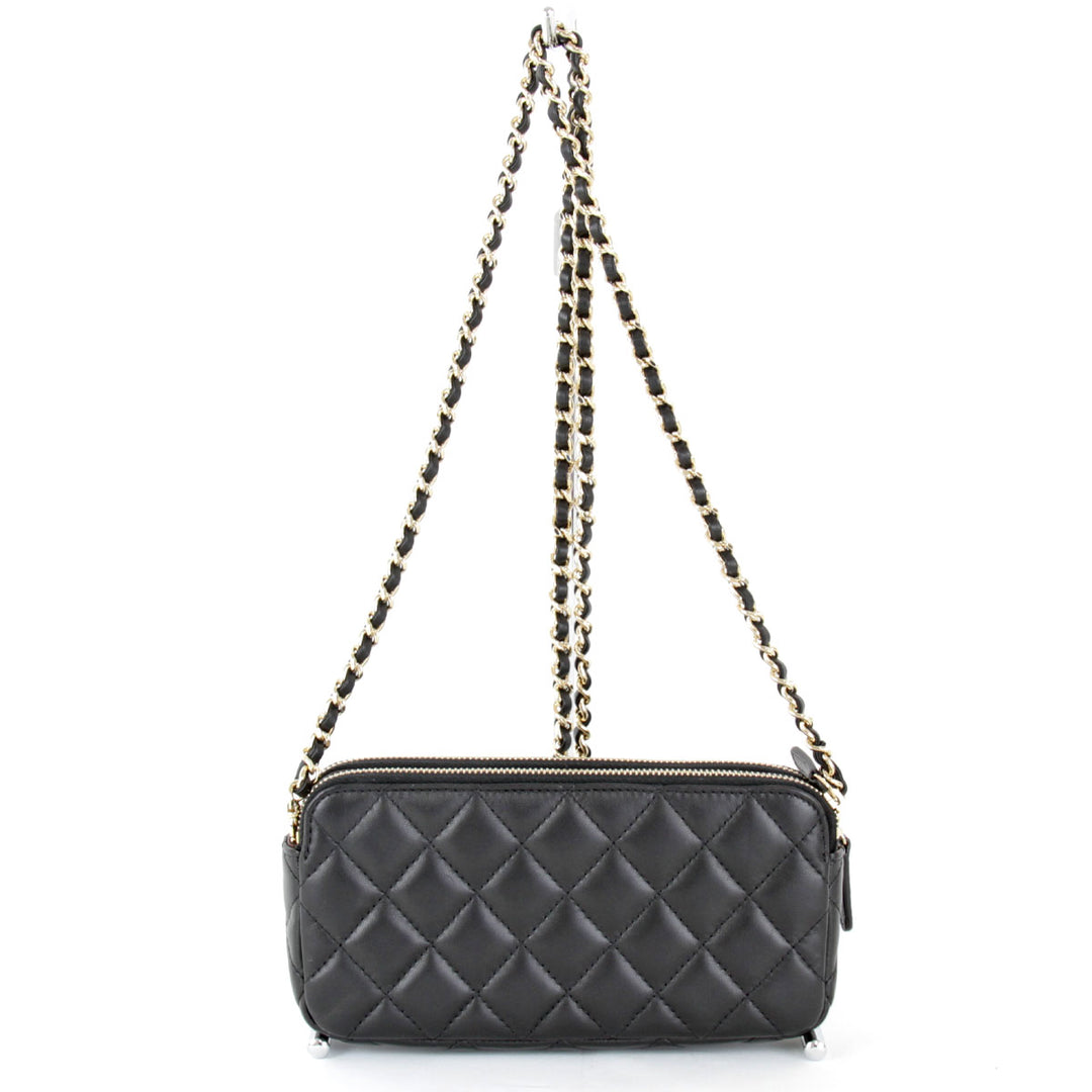 美品『USED』 
CHANEL シャネル 
 マトラッセ チェーンショルダー ショルダーバッグ 
ラムスキン ブラック