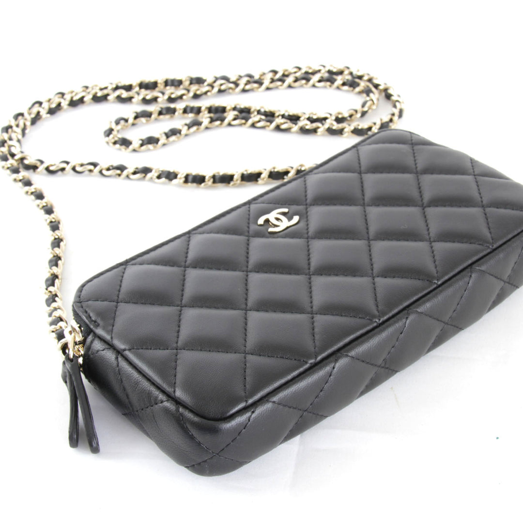美品『USED』 
CHANEL シャネル 
 マトラッセ チェーンショルダー ショルダーバッグ 
ラムスキン ブラック