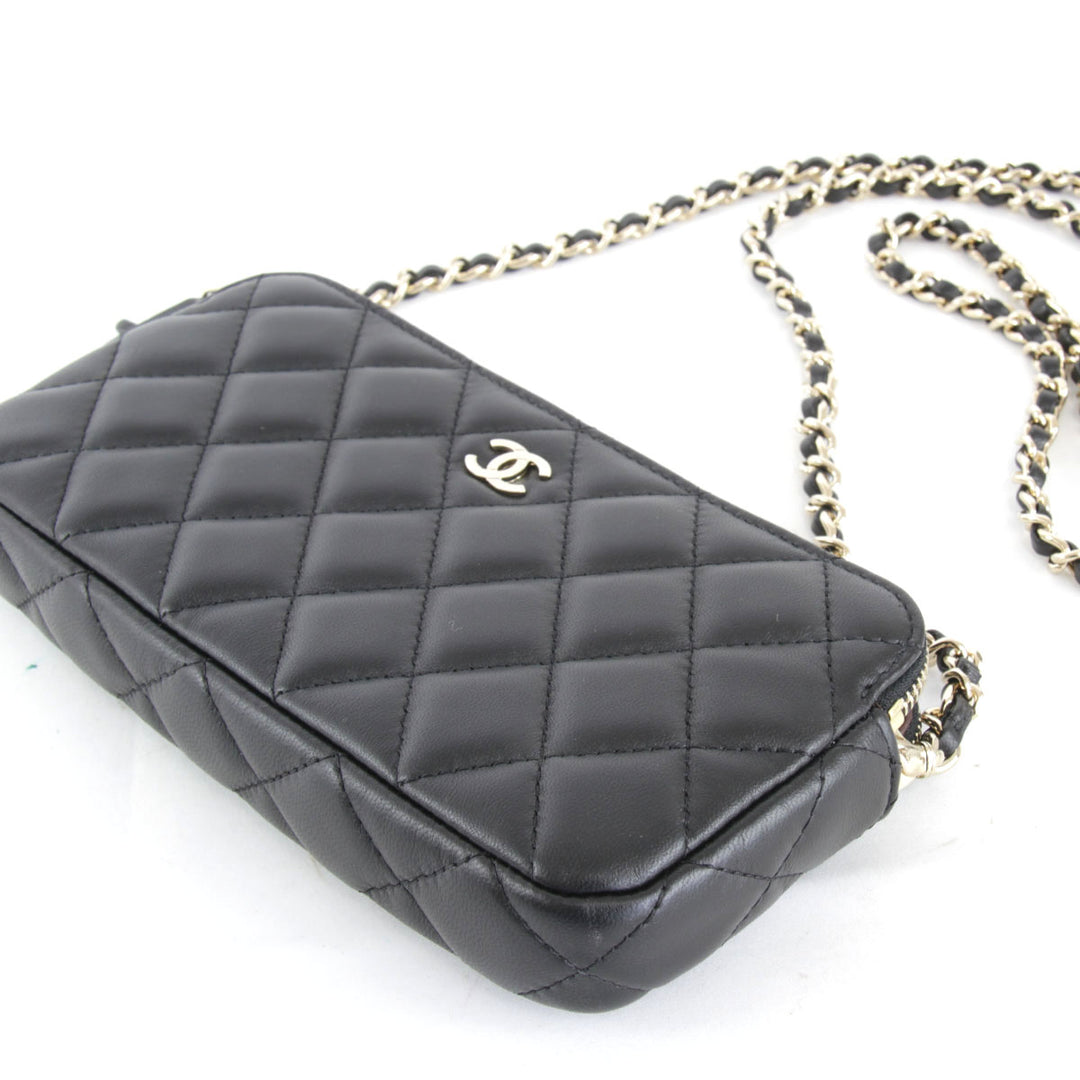 美品『USED』 
CHANEL シャネル 
 マトラッセ チェーンショルダー ショルダーバッグ 
ラムスキン ブラック